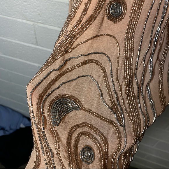 Free People Romper Plunge Beaded Pink Sparkle Women’s 6 Short Mini Dress Unique - Picture 7 of 16